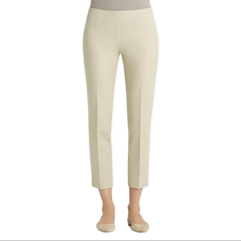 Lafayette 148 Tan Cotton Mid-Rise Cropped Trousers US8 ($398)